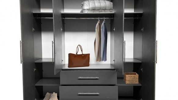 Шкаф 4дв 3шх Миромарк Магнум 4 дверный антрацит 196 см 2