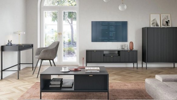 Тумба під ТВ Nova/Нова RTV154 Чорний золоті ніжки Perfect Home Ширина 154 см 3