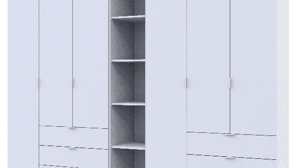 Шкаф для одежды Дорос Гелар белый 6 дверной с пеналом 292,4 см