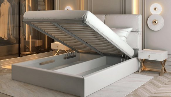 Ліжко м'яке двоспальне Лев Санремо 1 з підйомним механізмом та нішею для білизни 3