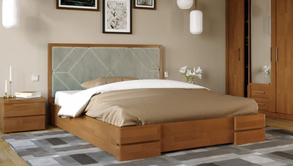 Кровать деревянная с мягкой вставкой ArborDrev Тиффани Сосна / Бук 5