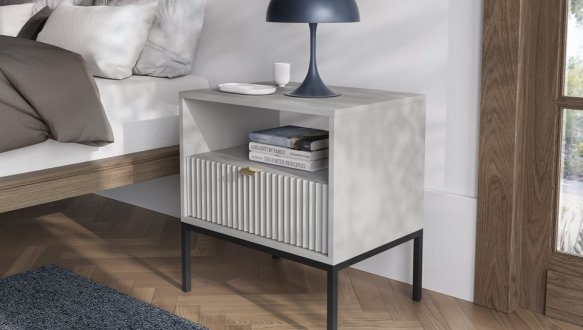 Тумба прикроватная Серый/Черные ножки S54 Nova