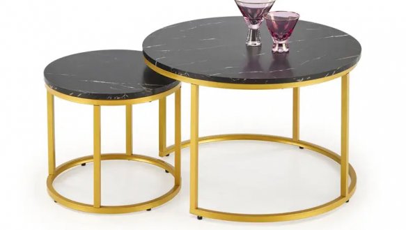 Стіл журнальний Paola чорний мармур/золотий