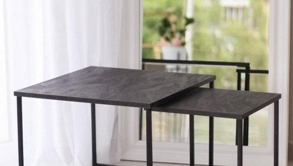 Комплект столиков Квадро S + М угольный камень 4