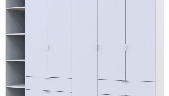 Шкаф Дорос Гелар белый с Этажеркой 5 дверной 231,9 см 3