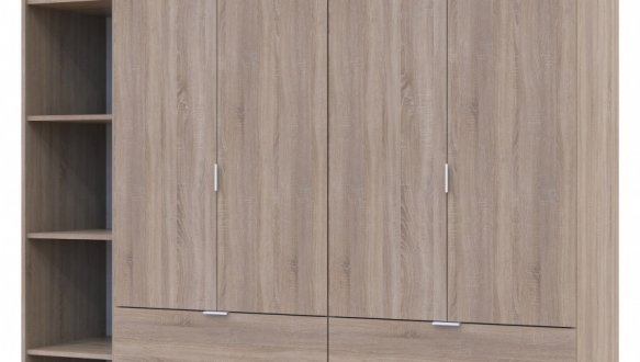 Шкаф Дорос Гелар дуб сонома с Этажеркой 4-х дверный 193,2 см 2