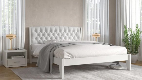 Кровать деревянная с мягкой вставкой ArborDrev Алекс Сосна / Бук 7