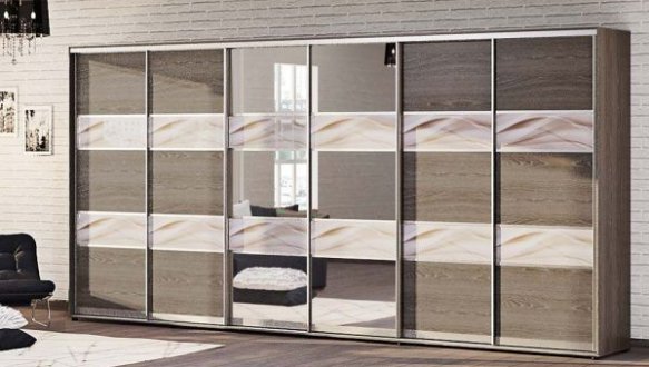 Шкаф-купе Комфорт мебель Модель-3 дуб натуральный 6 дверный 540 см