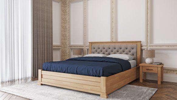 Ліжко дерев'яне Лев Лорд М50 з підйомним механізмом і нішею для білизни масив Бук 15