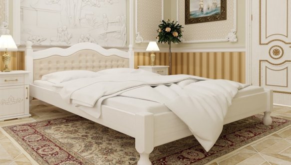 Кровать двуспальная деревянная с мягкой спинкой ЧДК Магнолия масив Вільха 0