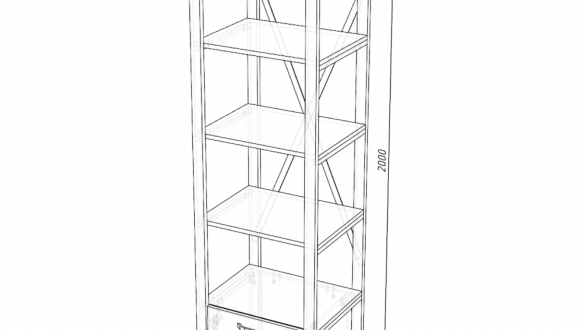Стеллаж LOFT 600 1Д Дуб Сонома / Чёрный мат MebliRoMax 4