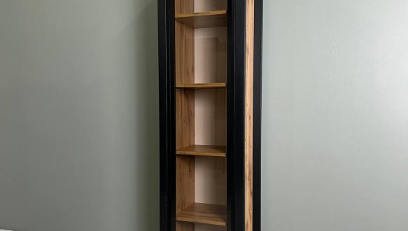 Пенал LOFT вітрина Дуб Сонома / Чорний мат MebliRoMax