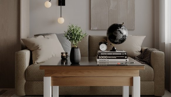 Стол-трансформер B-Fly Glass Дуб крафт золотой/Белые ноги/Графитовое стекло 0