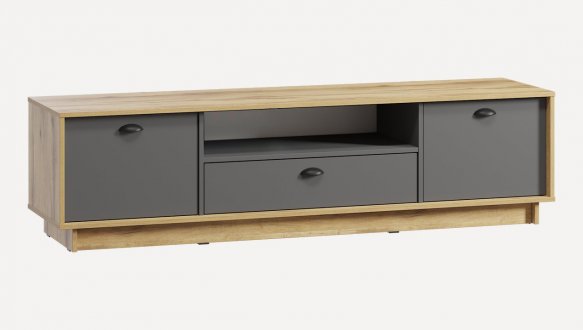 Тумба під ТВ Kuba/Куба RTV176 Дуб Аппалачі/Антрацит Moreli Ширина 176 см