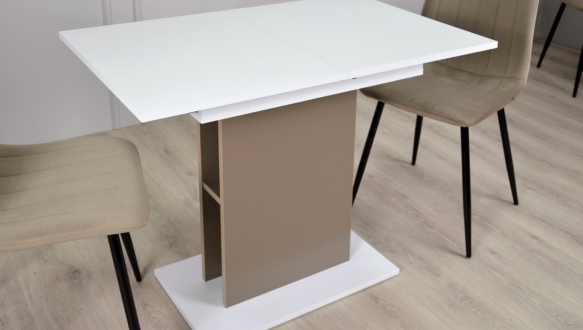 Стол обеденный Stoun / Стоун Интарсио Белая Аляска / Латте Раскладной 100/135 см 0