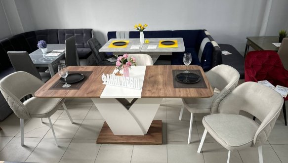 Стіл Volt Інтарсіо Дуб Крафт Табако/Мигдаль Розкладний 140/180 см 14