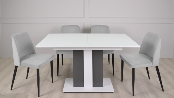Стол обеденный Clasic Интарсио Белая Аляска/Антрацитовый Раскладной 140/180 см