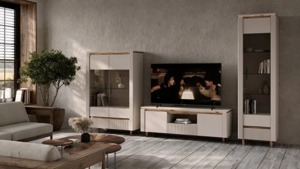 Стінка Елегант з підсвіткою Кашемір/Дуб ліворно