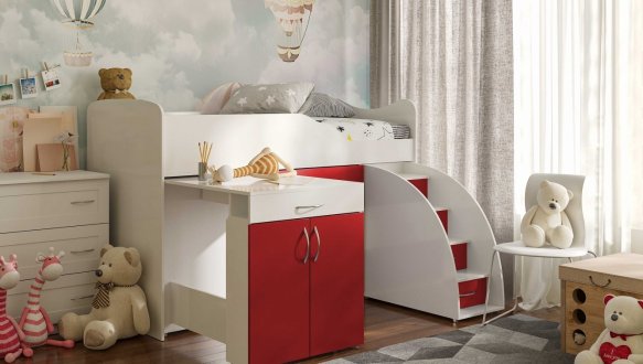 Ліжко кімната зі столом №5 Viorina Deko Корпус білий 2