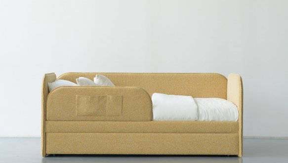 Кровать детская мягкая с дополнительным спальным местом и бортиком Wooodsoft Todi / Тоди