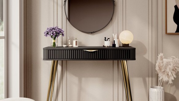 Стол туалетный 1S/100 Черный/Золотые ножки Lante