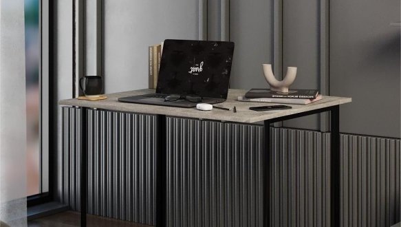 Стол-трансформер Sly Ателье светлый/Чёрные ноги