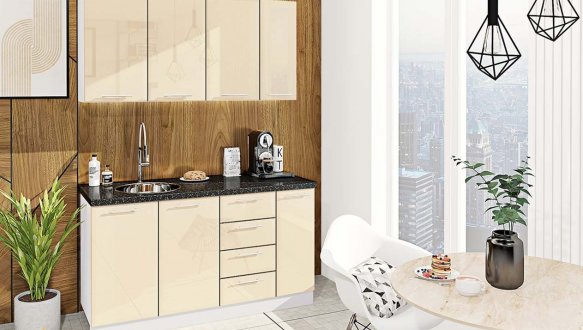 Кухонный комплект Окрашенный высокий глянец 1,5м 2