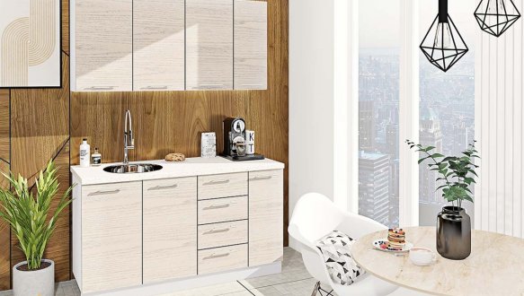 Кухонный комплект Окрашенный высокий глянец 1,5м 3