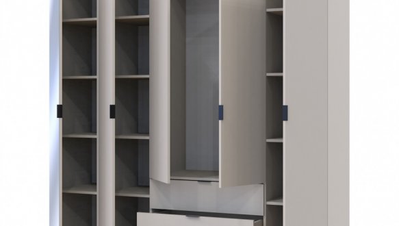 Шкаф для одежды Дорос Гелар кашемир 4-х дверный/Зеркало 194 см 4