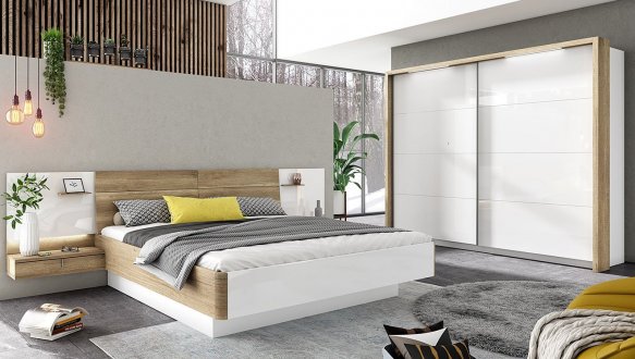 Модульна спальня Bari/Барі VMV Holding Білий глянець /Білий /Дуб каньйон