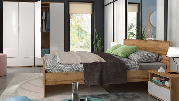 Модульна спальня Zele/Зеле BRW Poland Дуб Вотан/Білий глянець