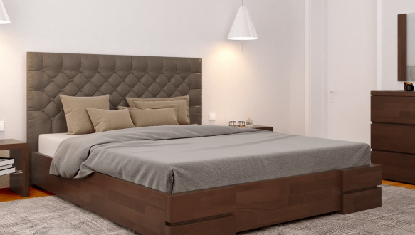 Ліжко дерев'яне ArborDrev Камелія ромб з підйомним механізмом та нішею для білизни Сосна / Бук 7