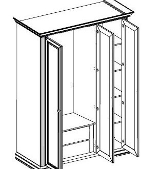 Шкаф 3D(2S) Гербор Вайт 3 дверный ясен снежный 176 см 2