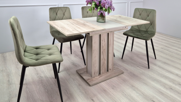 Стіл обідній POLAR D/G Інтарсіо Дуб крафт сірий / Глиняний сірий Розкладний 100/135 см 3