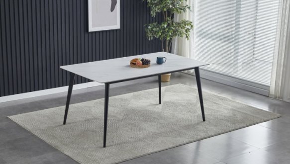 Стол обеденный SABA CERAMIC Интарсио белый глянец/черный каркас Не раскладной 130 см