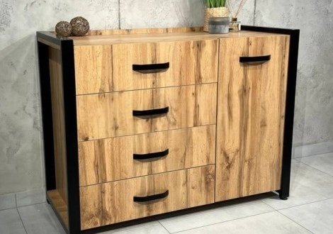 Комод LOFT Дуб Сонома / Чорний мат MebliRoMax 1