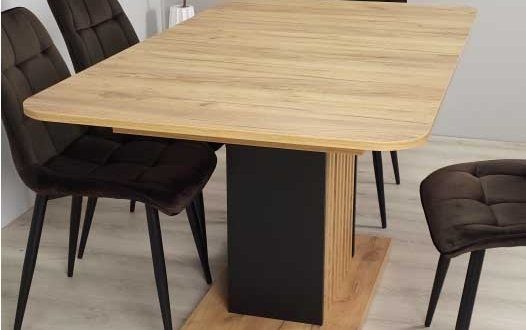 Стіл обеденный раскладной TREND D-C MAX Интарсио Дуб Крафт Золотой/Черный 160/210 см 2