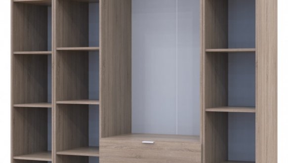 Шкаф Дорос Гелар дуб сонома с 2 Этажерками 3-х дверный 192,6 см 2