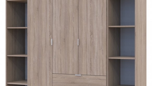 Шкаф Дорос Гелар дуб сонома с 2 Этажерками 3-х дверный 192,6 см 3