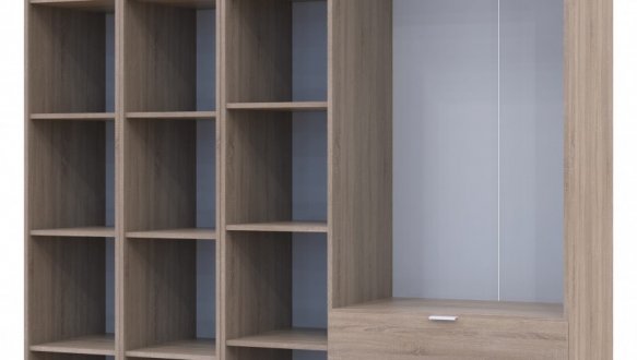 Шкаф Дорос Гелар дуб сонома с 2 Этажерками 3-х дверный 192,6 см 0