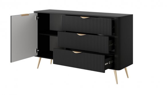 Комод 1D3S/138 Чорний/Золоті ніжки Lante 3