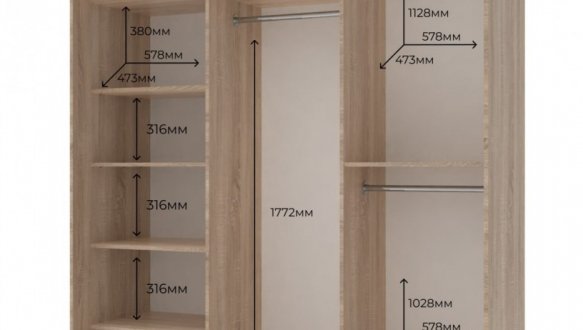 Шкаф-купе Дорос Сити Лайт дуб сонома 3 дверный 180 см 0