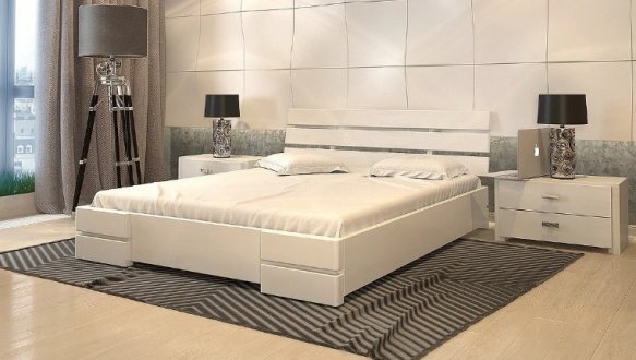 Ліжко дерев'яне ArborDrev Далі Люкс з підйомним механізмом та нішею для білизни Сосна / Бук Білий