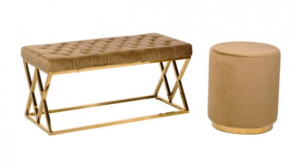 Банкетка BN-2 капучино + золото 7