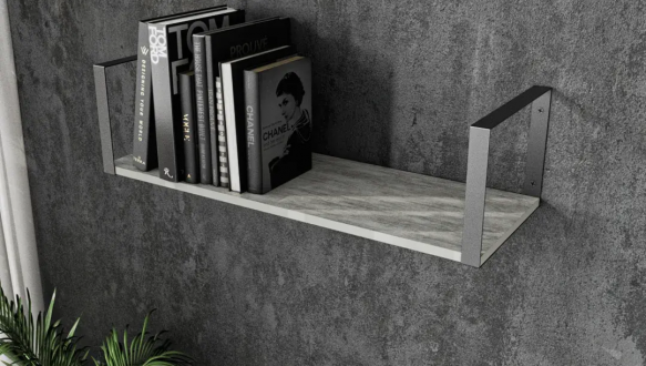 Полиця настінна бетон/чорний XS28