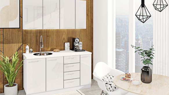 Кухонный комплект Окрашенный высокий глянец 1,5м