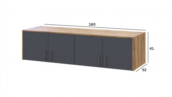 Антресоль Doros Ронді 4-дверна Дуб Артізан / Графіт 1