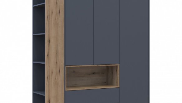 Шафа для одягу з нішею та пеналом Дорос Дейл графіт 3 дверна 178 см 2