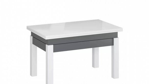 Стол-трансформер B-Fly Glass Art In Head Графит/Белые ноги/Белое стекло 2