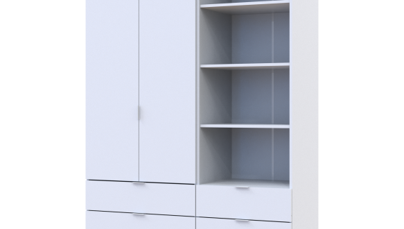 Шкаф для одежды Дорос Гелар белый 2-х дверный с пеналом 137,5 см